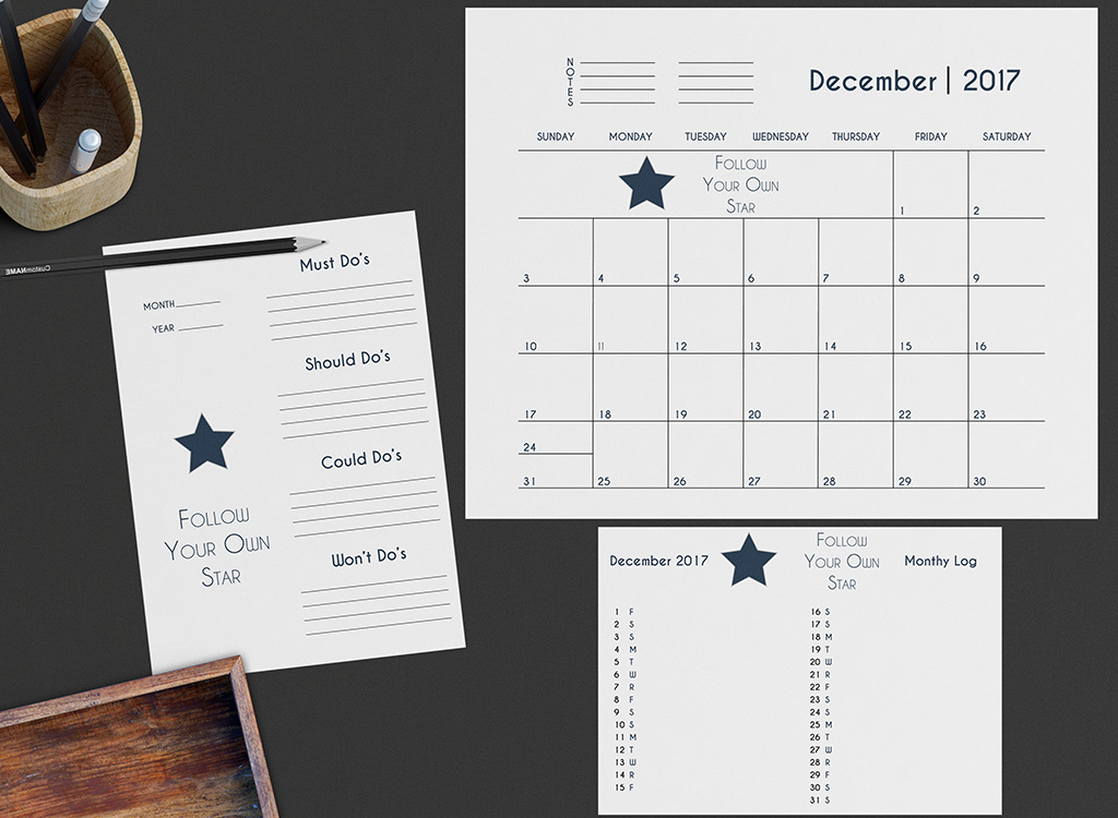 december 2017 planner set