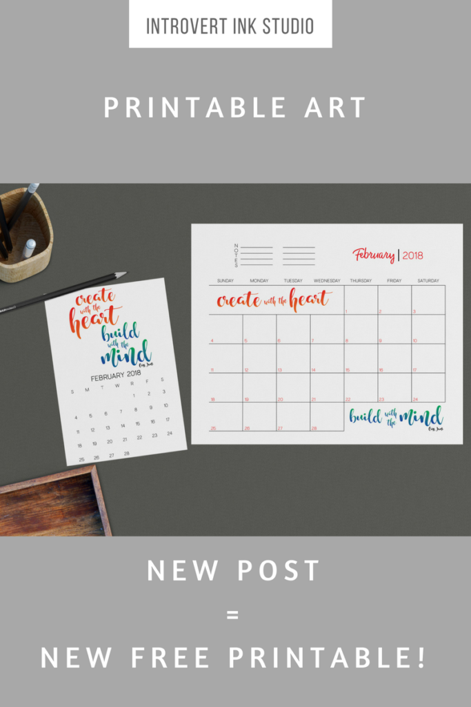 free printable february 2018 calendar 