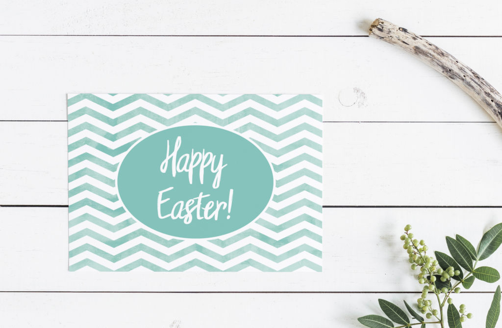 green striped happy easter printable card