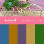 colour palette for yellow bike with a basket full of flowers